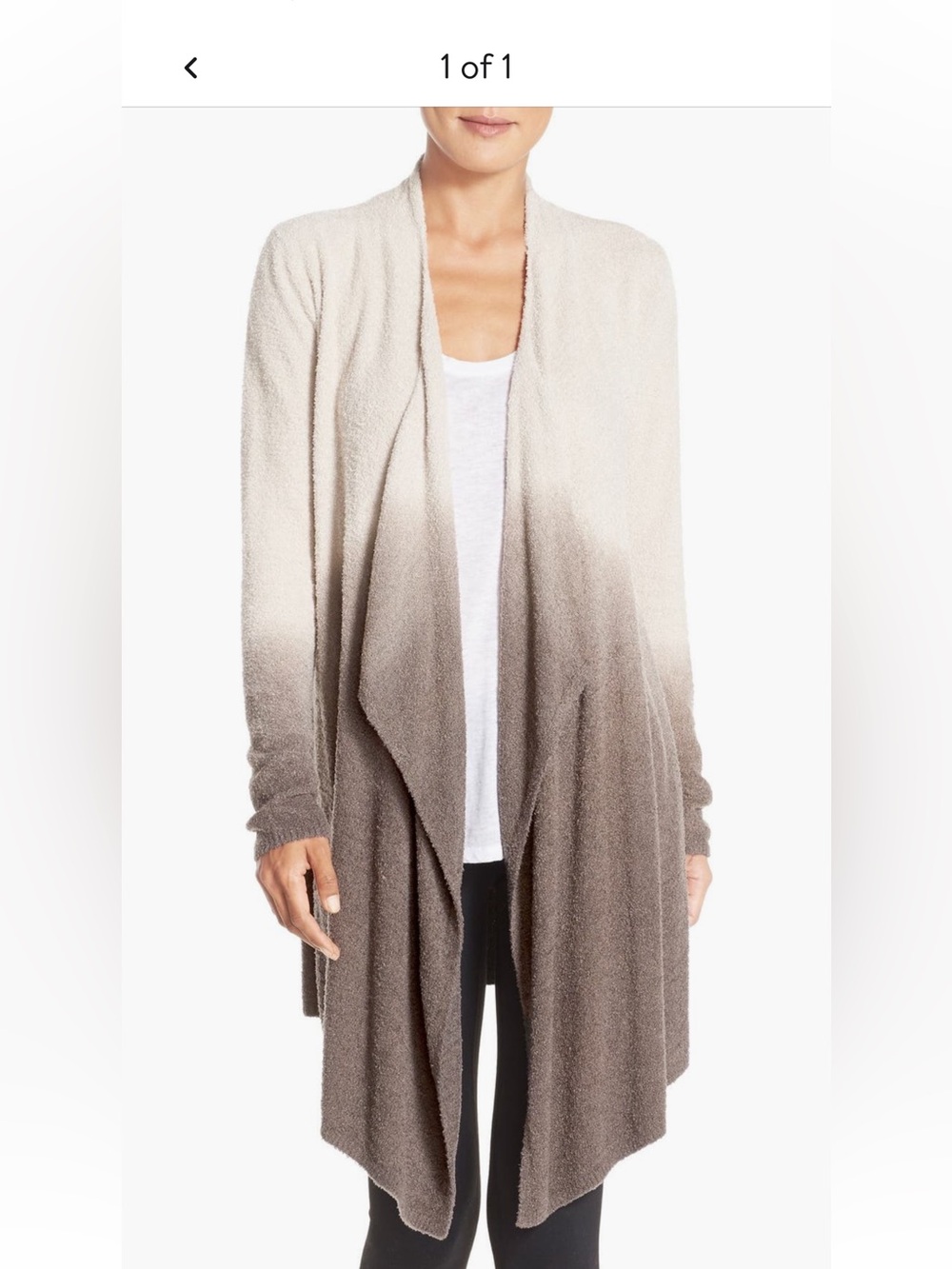 Barefoot Dreams Ombre Open-Front Cardigan in Cream and Brown